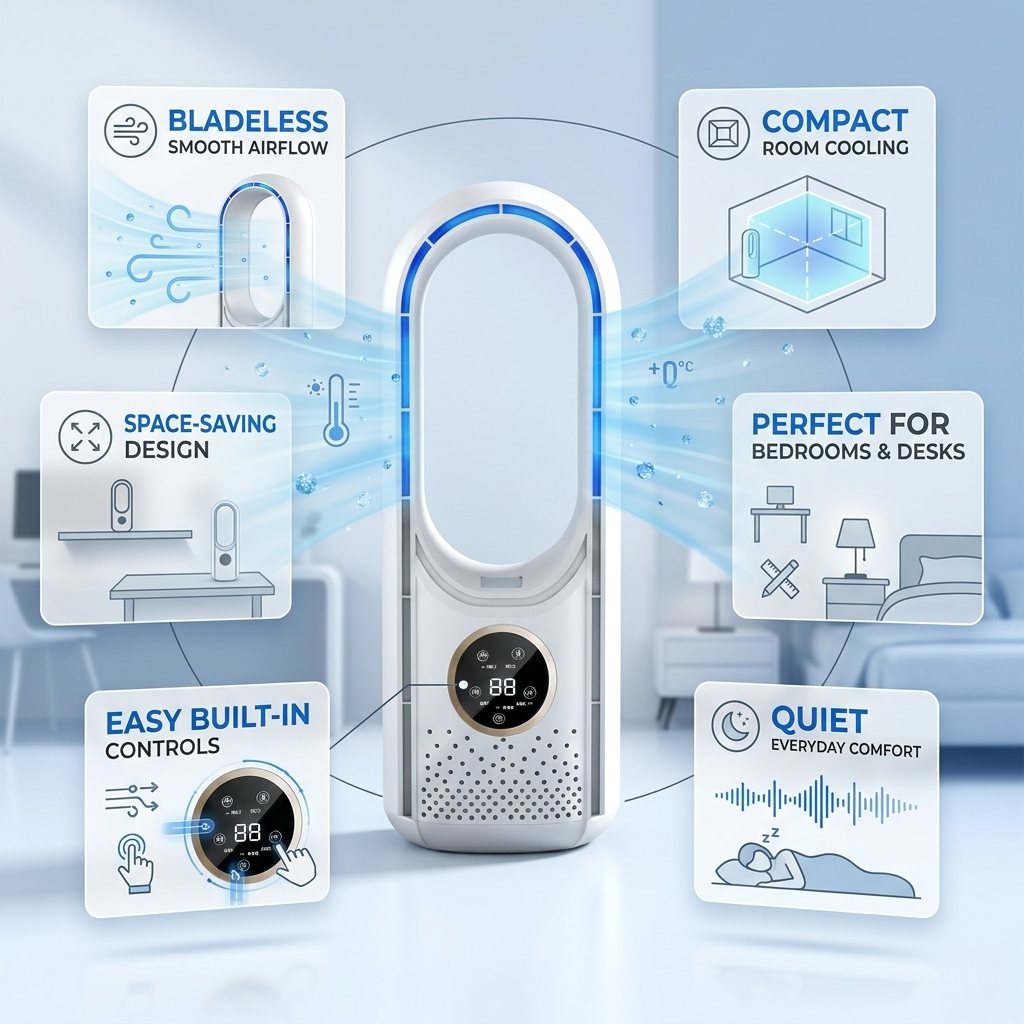 Portable Air Conditioner Evaporative Cooling Bladeless Fan