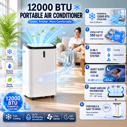 Condizionatore Portatile 12000 BTU Raffreddamento Deumidificatore