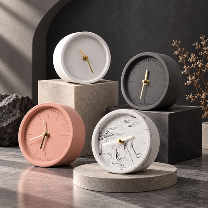 Orologio da scrivania portatile, decorativo e originale in cemento