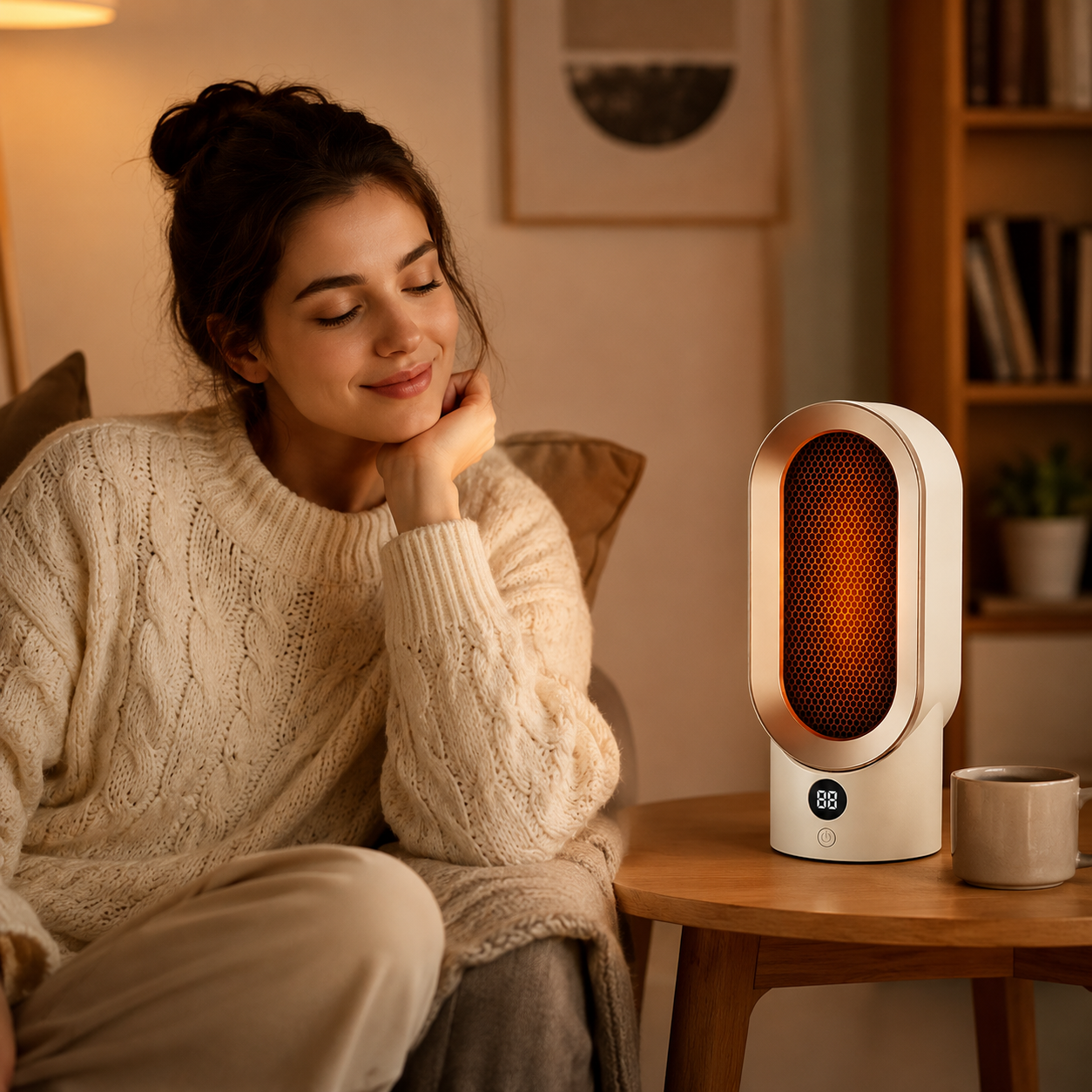 Tragbarer elektrischer Heizlüfter, kompaktes Design, schnelles Aufheizen