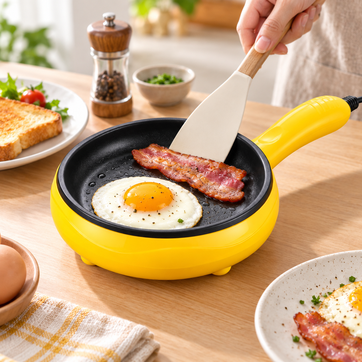 Portable Electric Mini Frying Pan Compact Non Stick Design