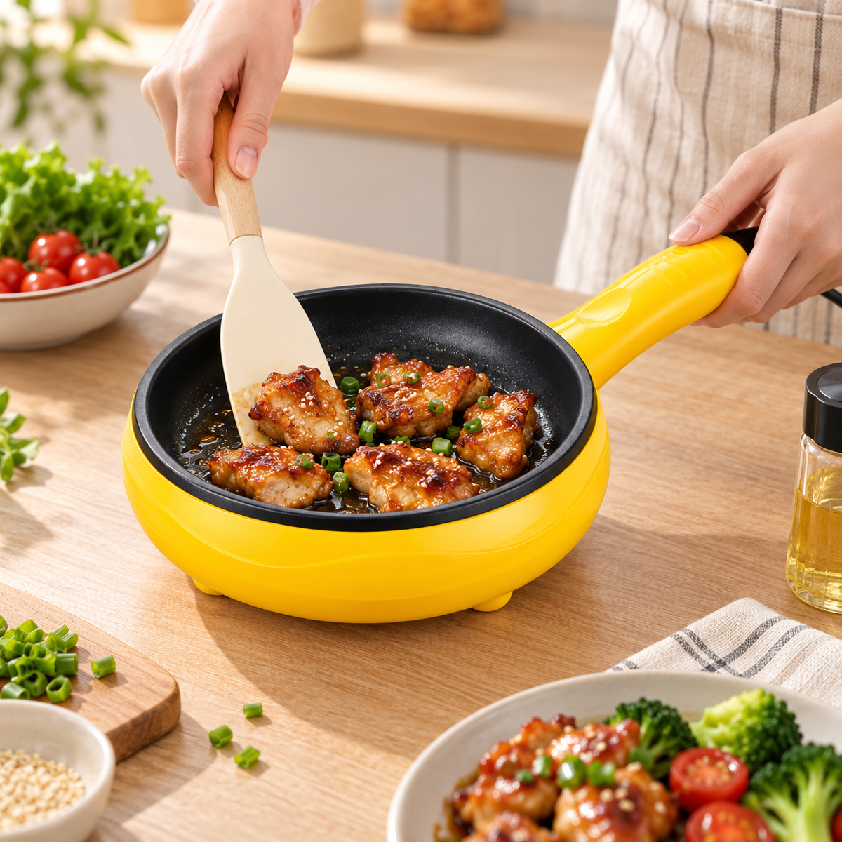 Portable Electric Mini Frying Pan Compact Non Stick Design