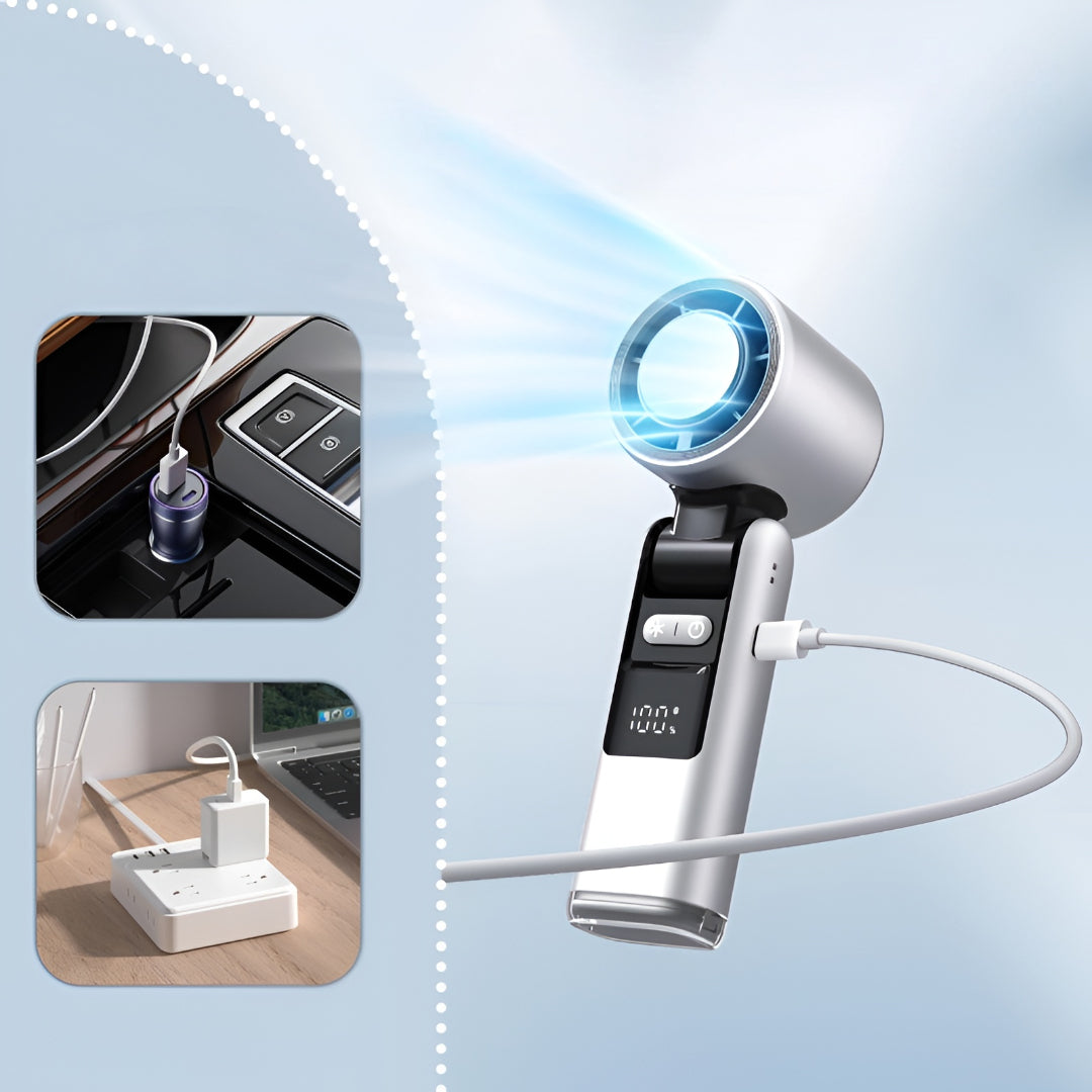Bærbar ventilator håndholdt køl USB-genopladelig rejseventilator