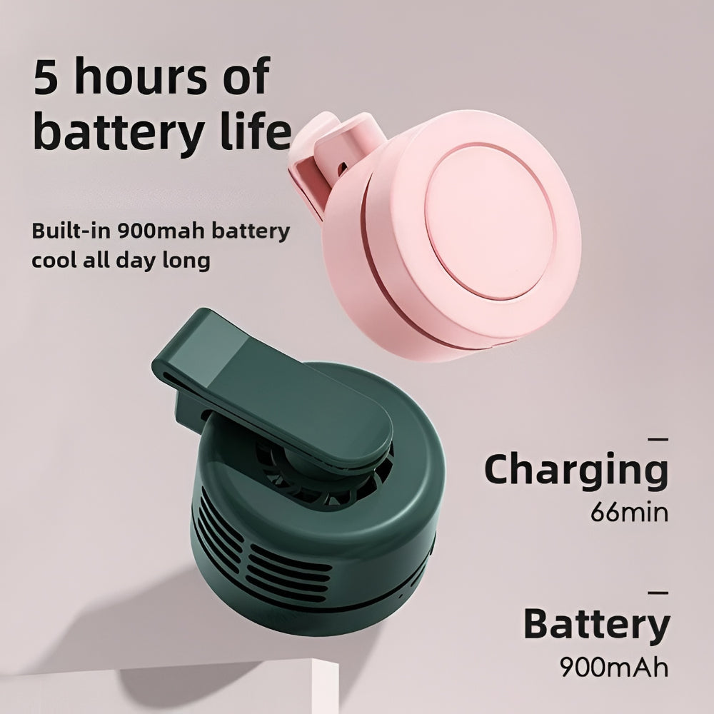 Ventilador Portátil Mini con Clip para Cuello Ajustable Plegable