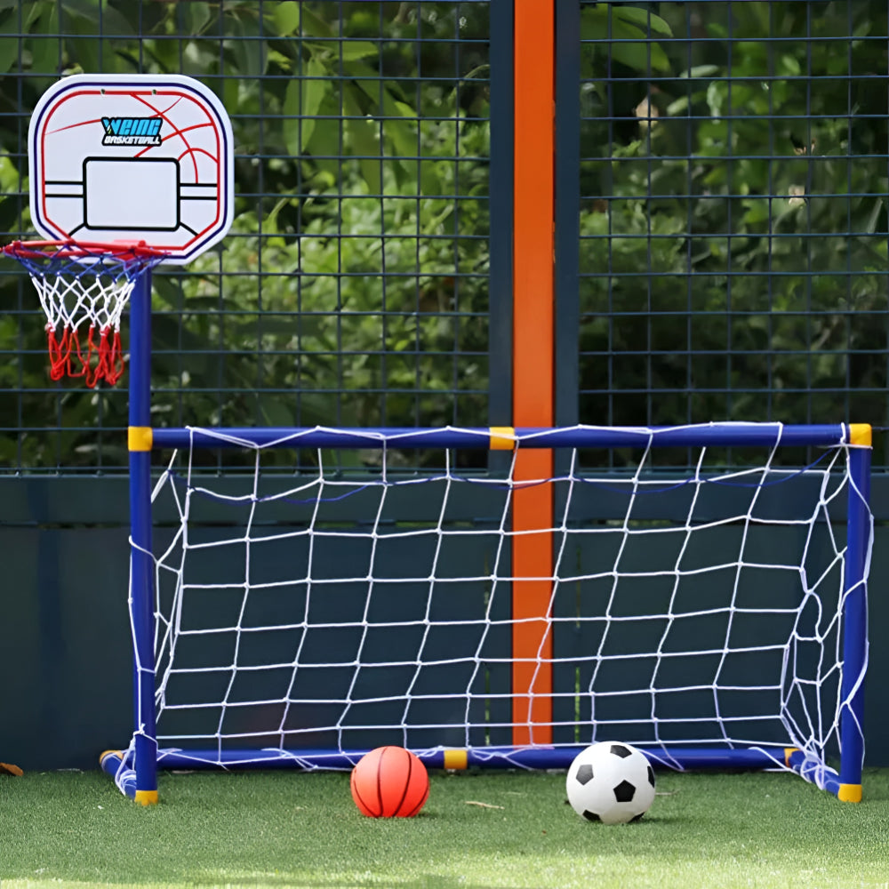 Portería portátil de fútbol y juguete de baloncesto para deportes al aire libre