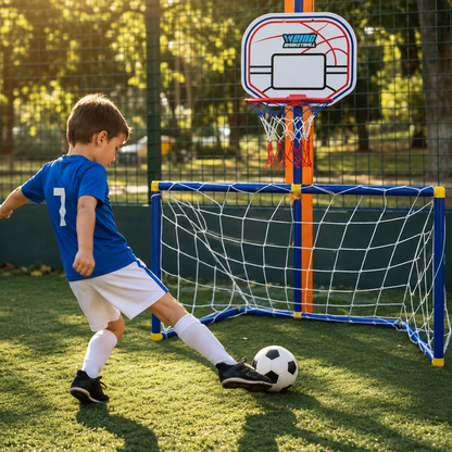 Portería portátil de fútbol y juguete de baloncesto para deportes al aire libre