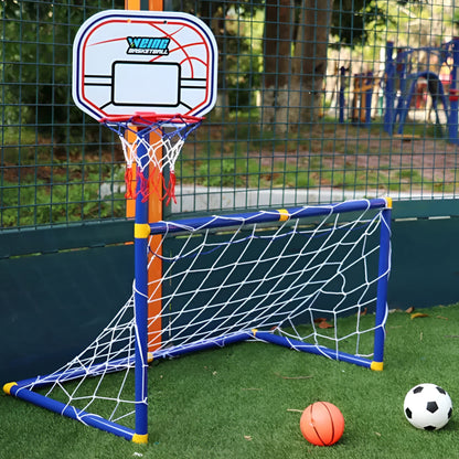 Portería portátil de fútbol y juguete de baloncesto para deportes al aire libre