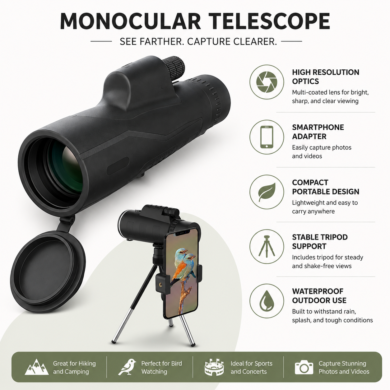 Portable Telescope Stargazing High Resolution Design