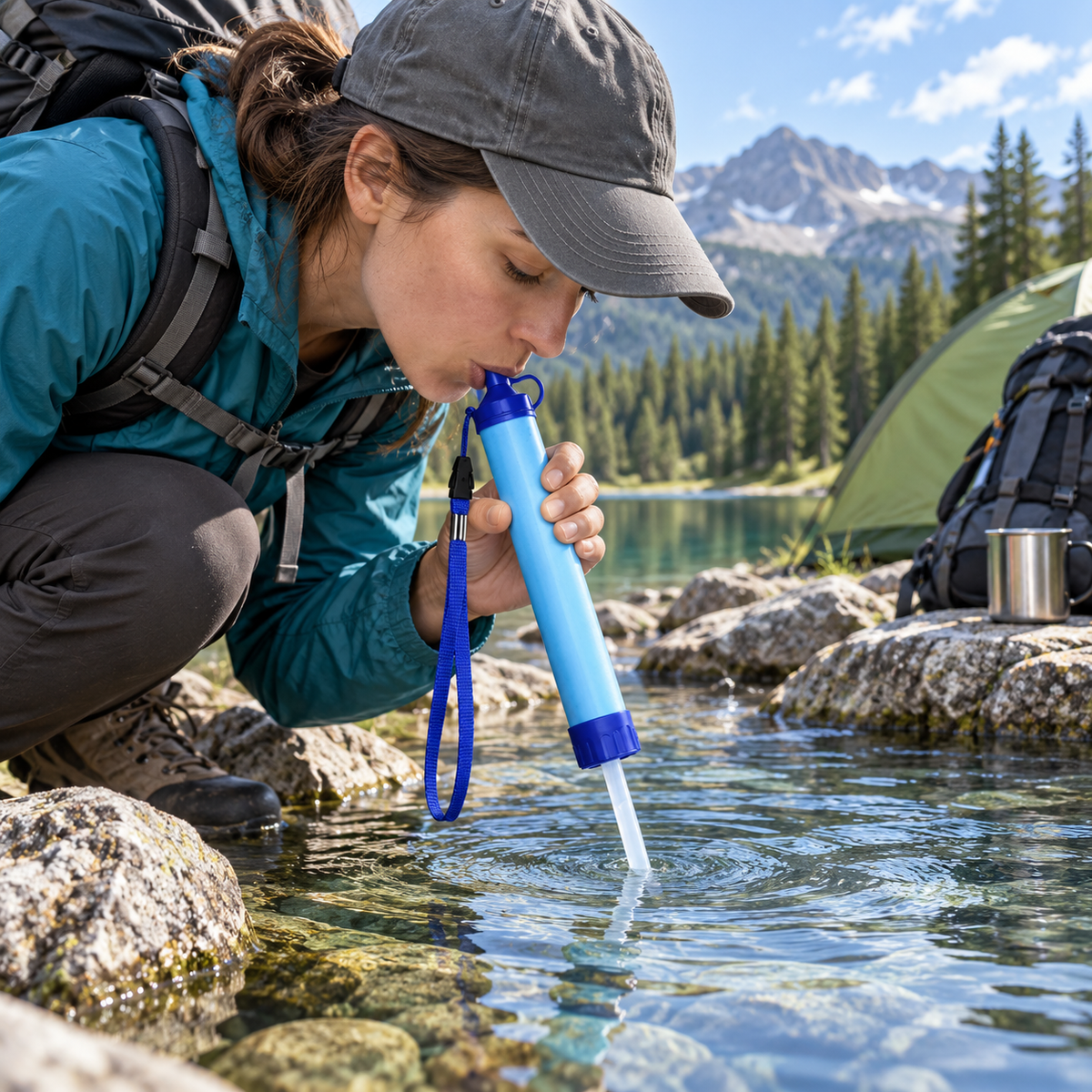 Filtro per acqua portatile, depuratore d'emergenza compatto da viaggio