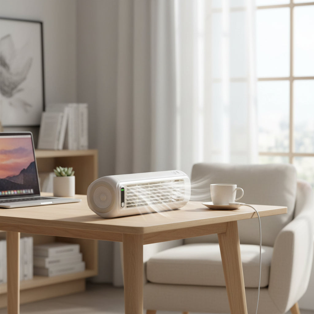Condizionatore d'Aria Portatile Ventilatore a Torre Senza Pale con Raffreddamento USB