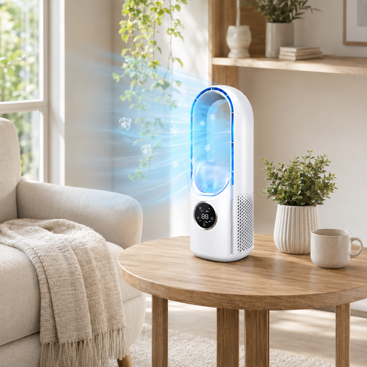 Bærbar luftkonditionering mini bladløs plastik køleventilator