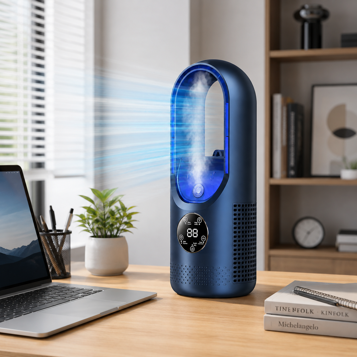 Bærbar luftkonditionering mini bladløs plastik køleventilator