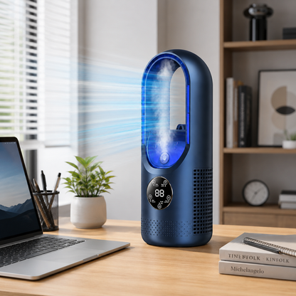 Bærbar luftkonditionering mini bladløs plastik køleventilator