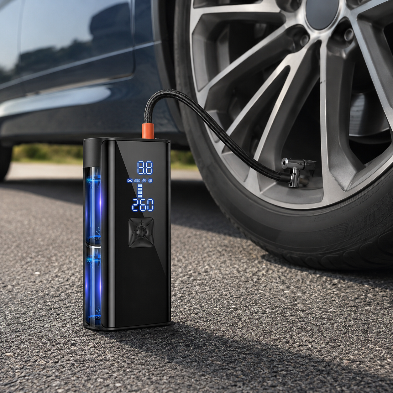 Portable Air Pump Electric Auto Shutoff Compact Cordless