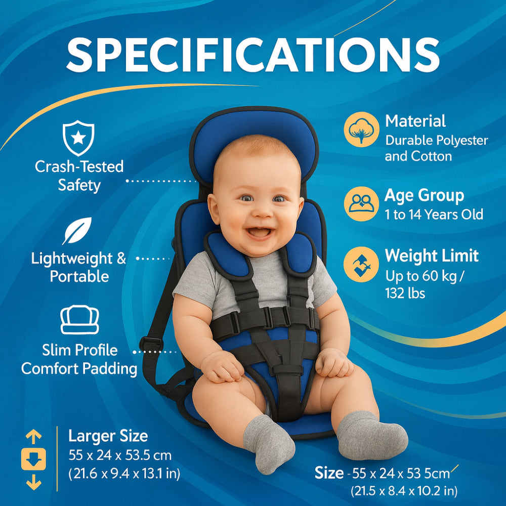 Portable Child Booster Seat Lightweight Slim Design 5 Point Harness 2