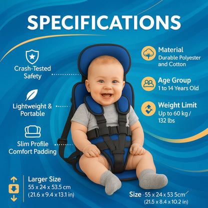 Portable Child Booster Seat Lightweight Slim Design 5 Point Harness 2