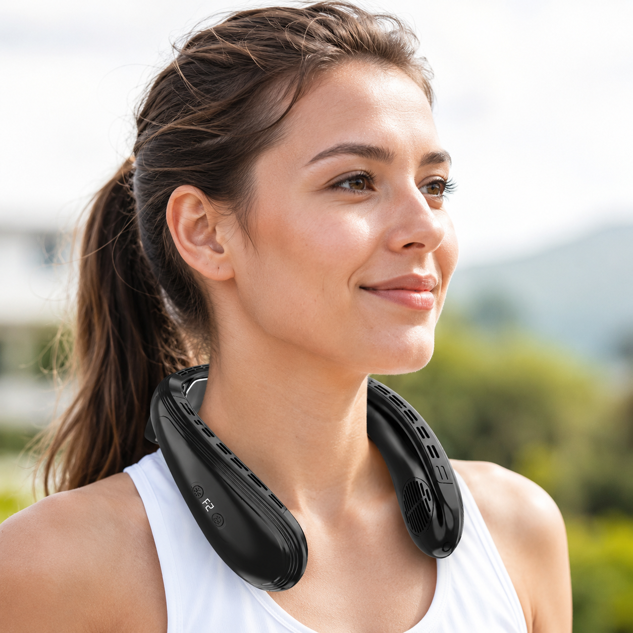 Ventilador de cuello portátil recargable con clip y ajuste regulable