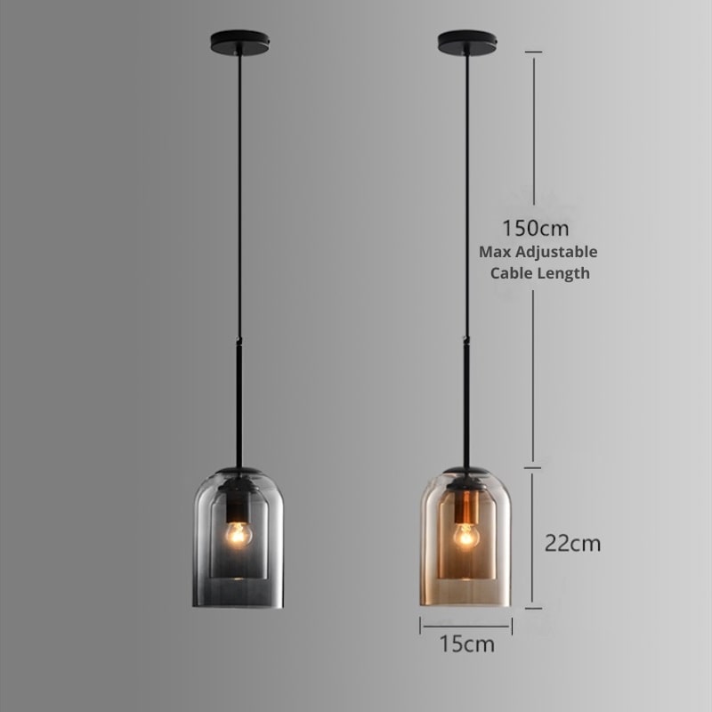 Mica Mid-Century Pendant Lamp | Double Glass Shade