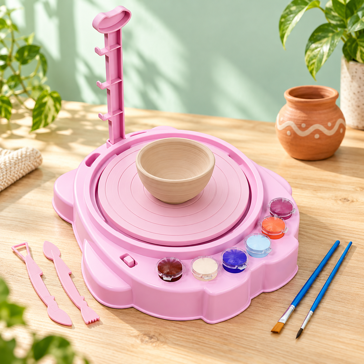 Kit di ceramica per bambini con tornio elettrico, attività creativa e divertente