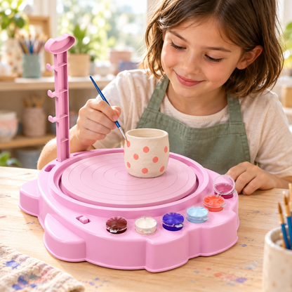 Kit di ceramica per bambini con tornio elettrico, attività creativa e divertente
