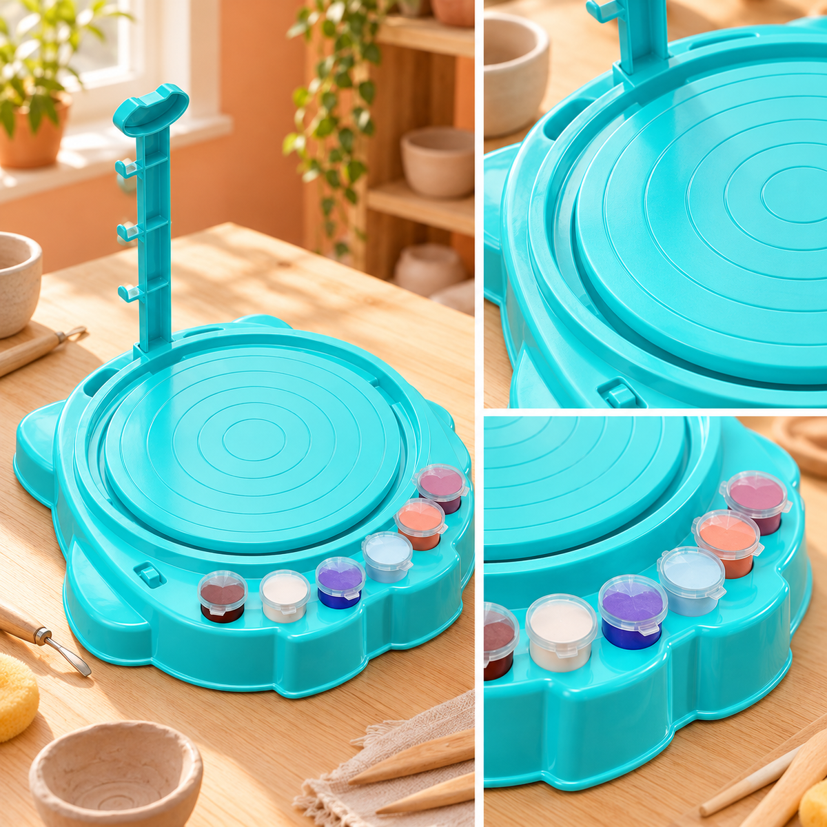Kit di ceramica per bambini con tornio elettrico, attività creativa e divertente