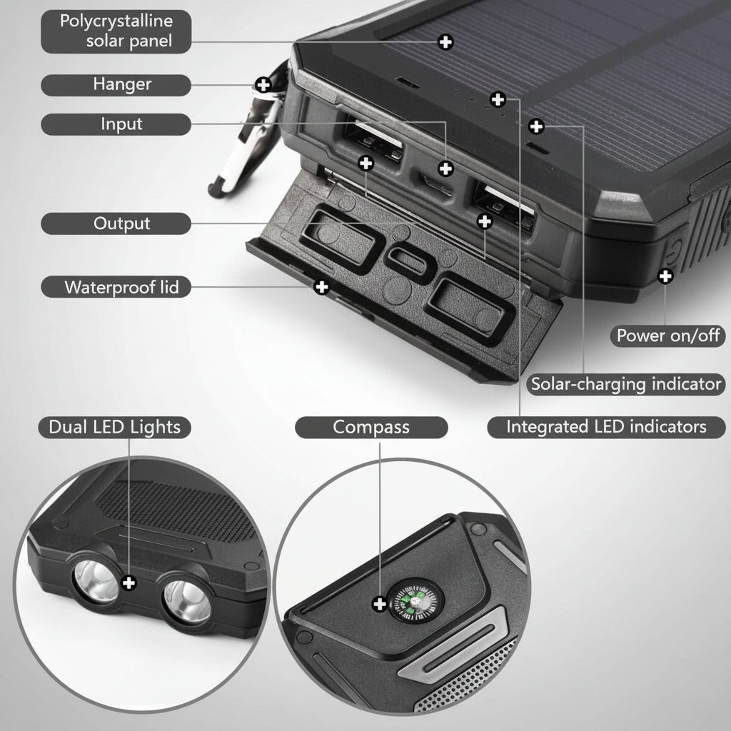 Soloplader 20000mAh Vandtæt Powerbank