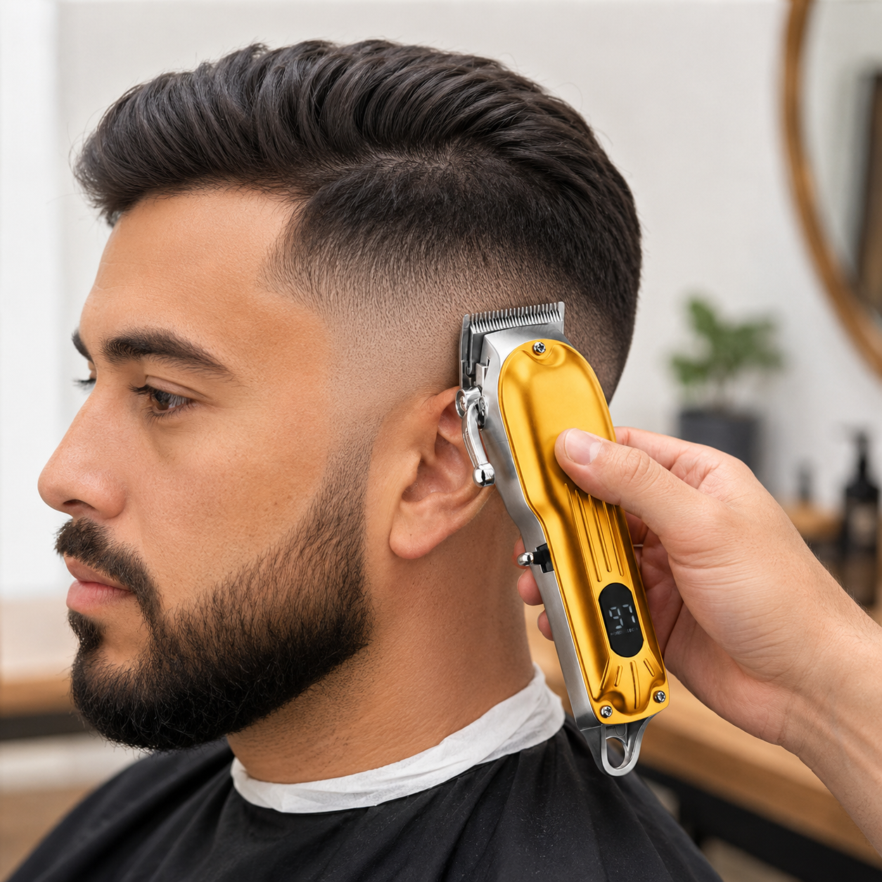 Kraftig motor, hår- og skægtrimmer med skarpt blad til skin fade