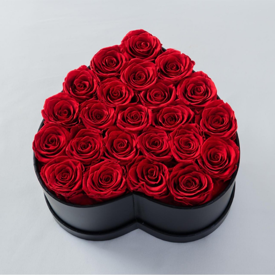 Preserved Roses Heart Box Romantic Flower Gift Home Display