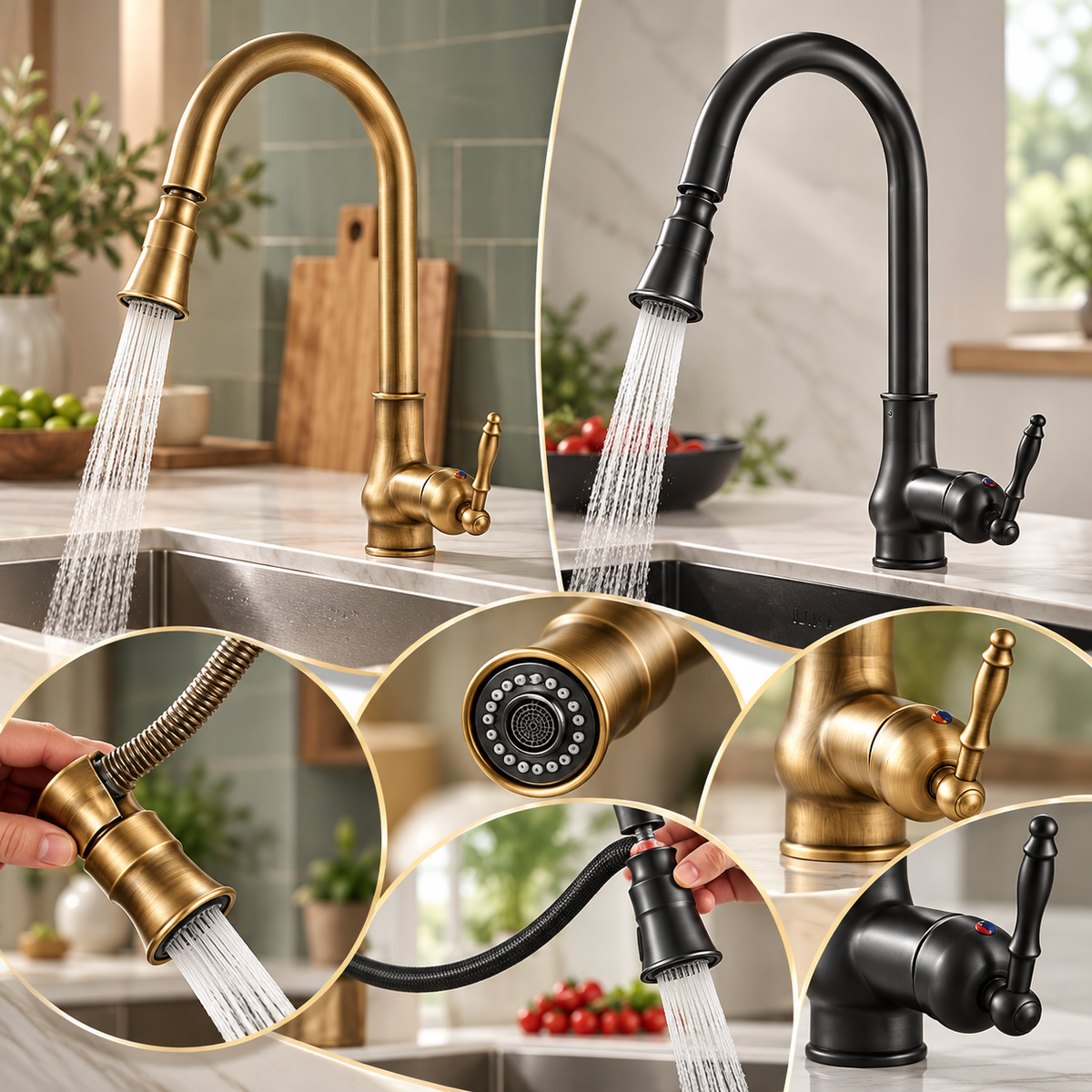 Pull Out Kitchen Faucet Flexible Spray Pull Down Design