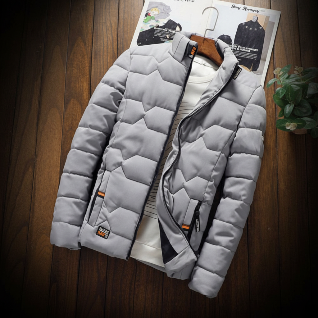 Chaqueta de hombre acolchada con cremallera y bolsillo para uso casual