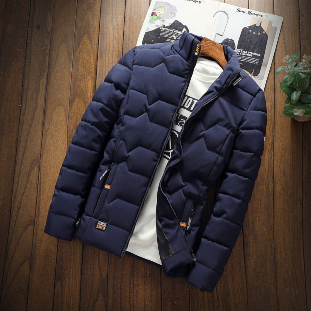 Chaqueta de hombre acolchada con cremallera y bolsillo para uso casual