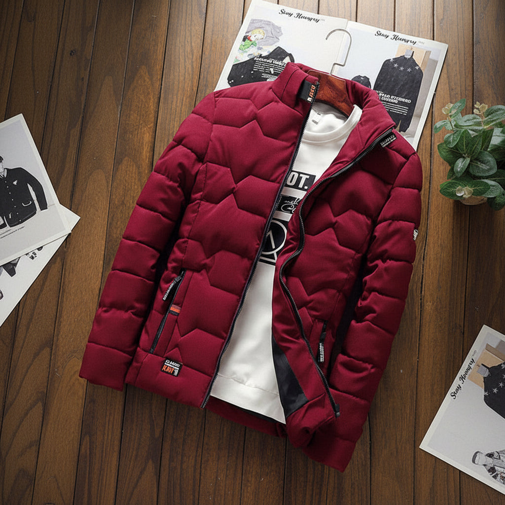 Chaqueta de hombre acolchada con cremallera y bolsillo para uso casual