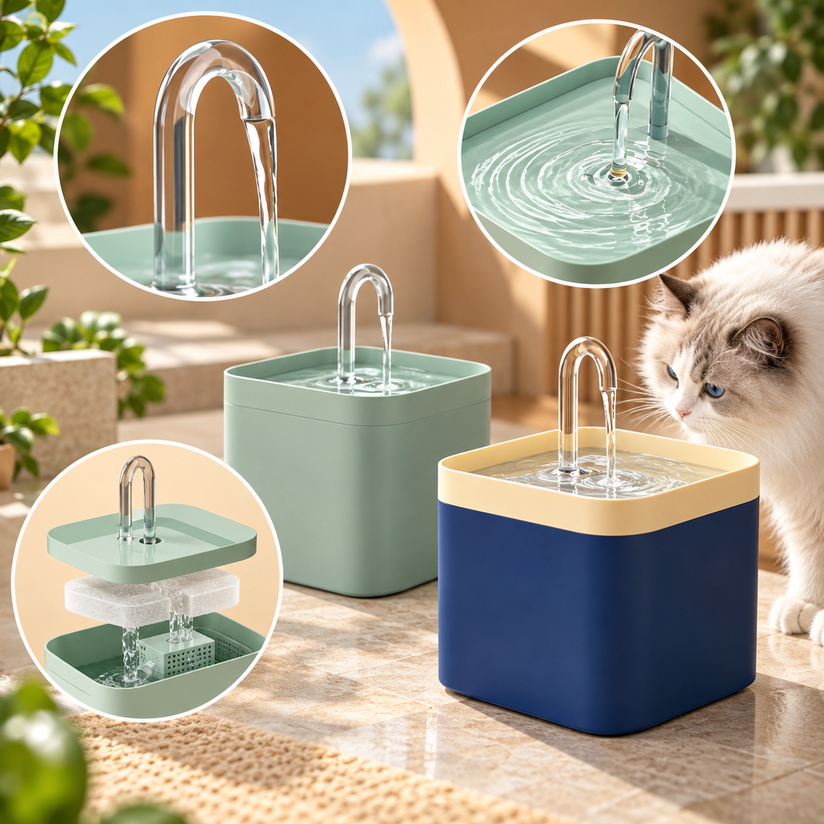 Quiet Cat Water Fountain Automatic Pet Quiet Pump Filter