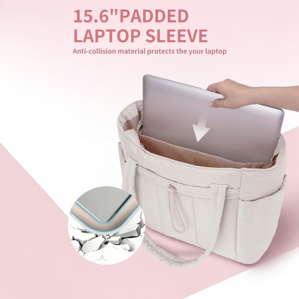 Bolso de mano acolchado para mujer, funda acolchada para portátil, organizador de viaje