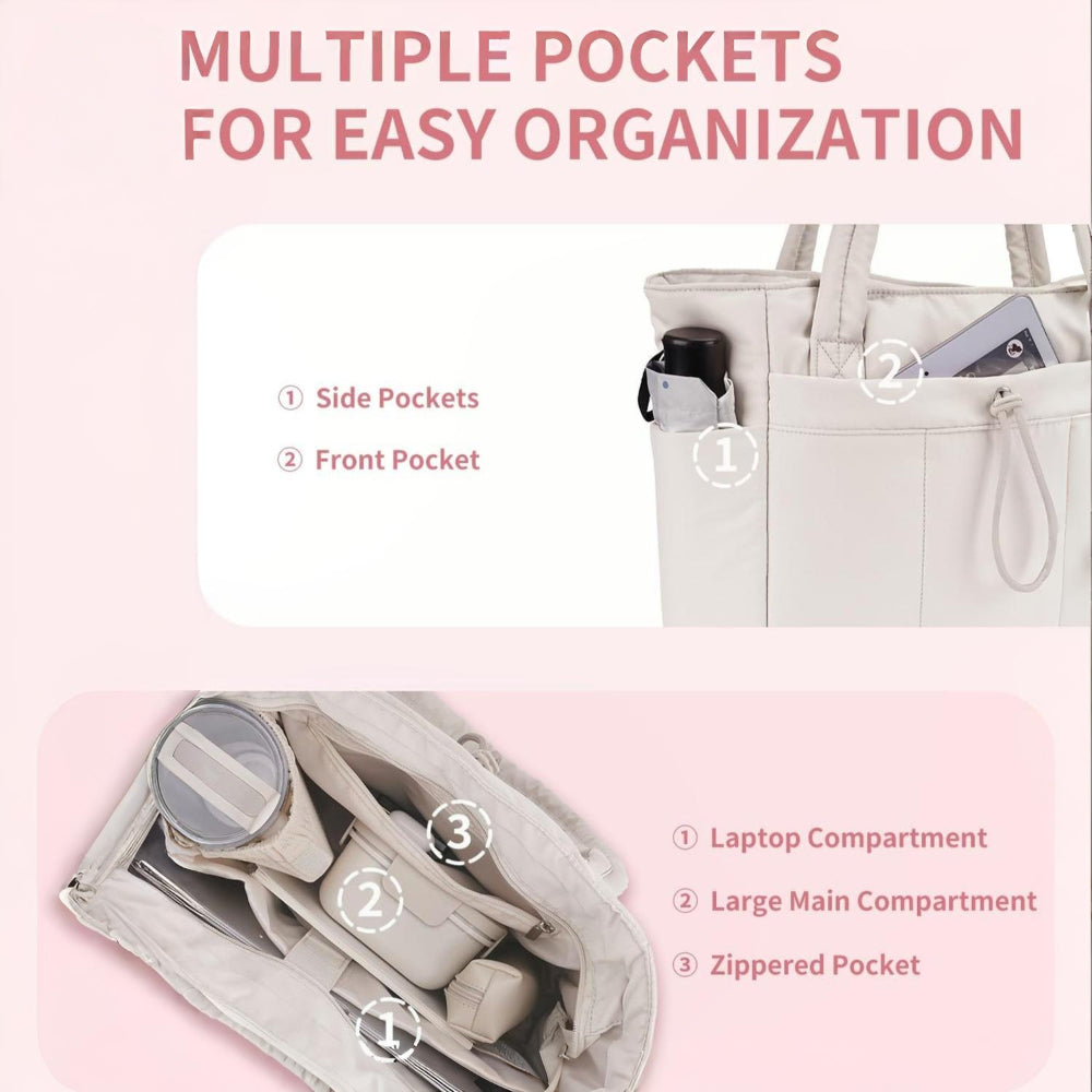 Bolso de mano acolchado para mujer, funda acolchada para portátil, organizador de viaje