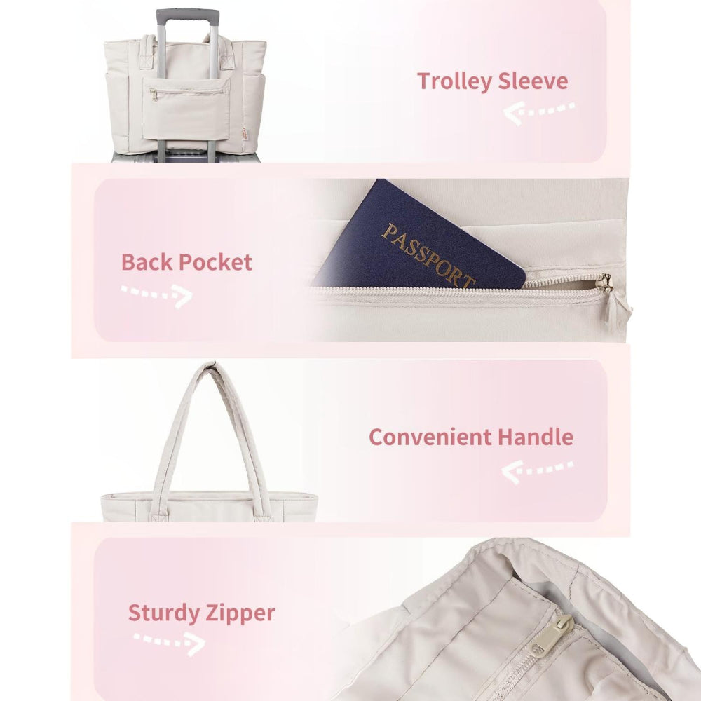 Bolso de mano acolchado para mujer, funda acolchada para portátil, organizador de viaje