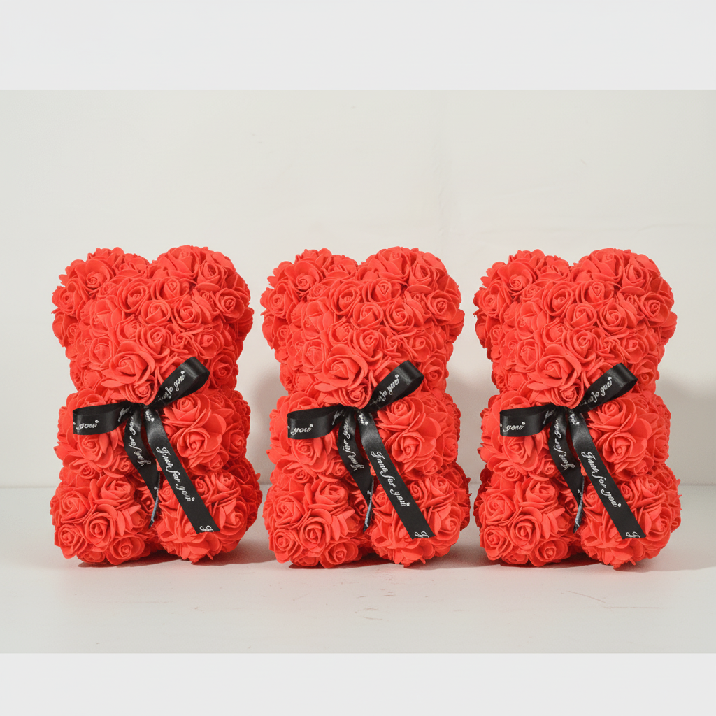 Ursuleț din spumă cu trandafir artificial Cadou de Sfântul Valentin