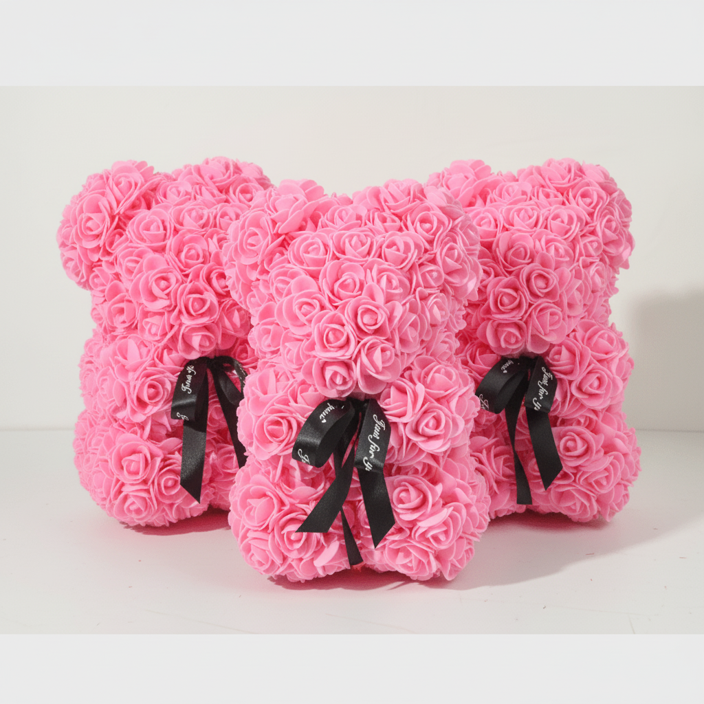 Ursuleț din spumă cu trandafir artificial Cadou de Sfântul Valentin