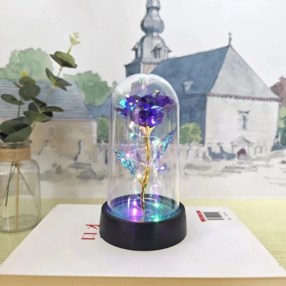 Table Lamp LED Rose Glass Dome Romantic Decorative Light