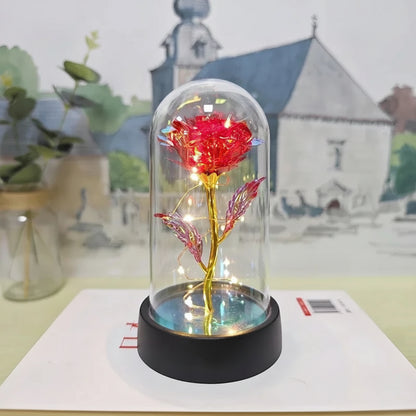 Table Lamp LED Rose Glass Dome Romantic Decorative Light