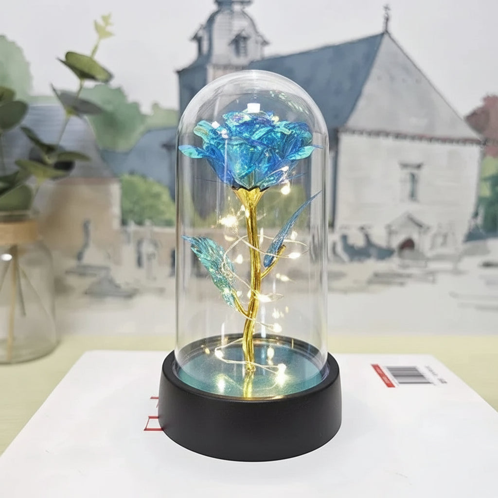 Table Lamp LED Rose Glass Dome Romantic Decorative Light