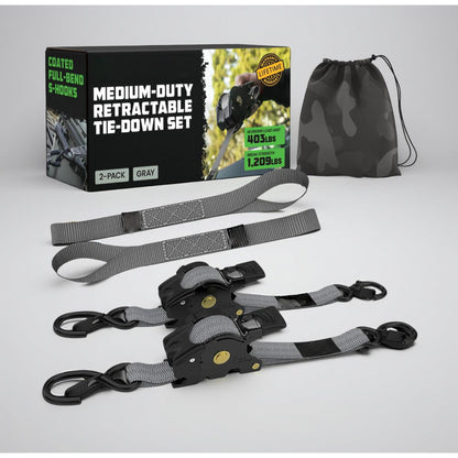 ערכת רצועות קשירה מתכווננות עם וו כבד לעיגון מטען