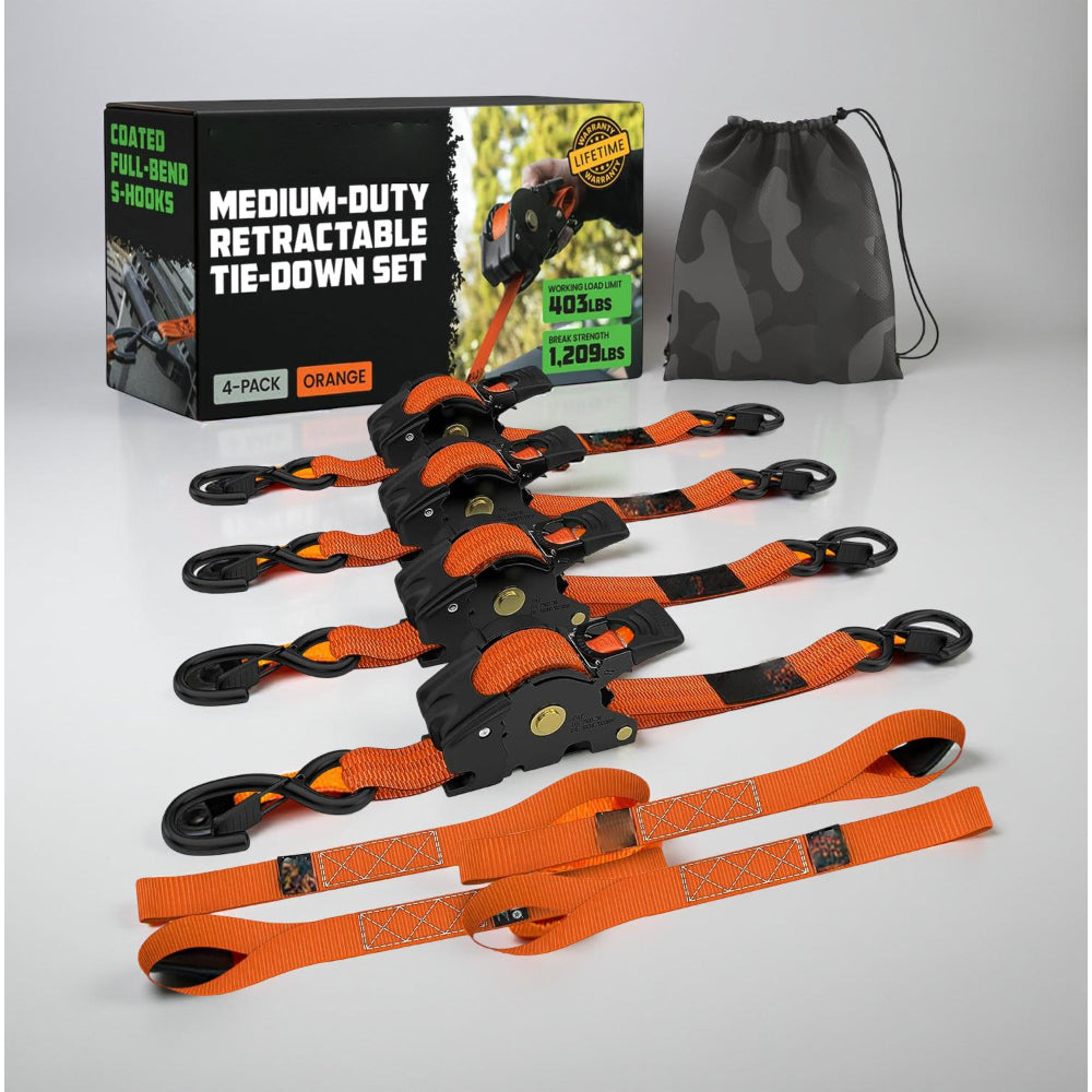 ערכת רצועות קשירה מתכווננות עם וו כבד לעיגון מטען