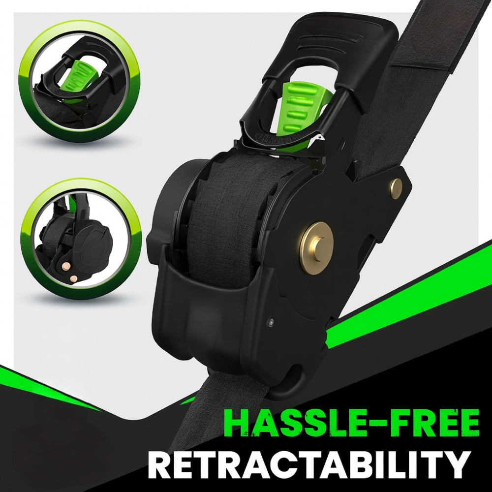 ערכת רצועות קשירה מתכווננות עם וו כבד לעיגון מטען