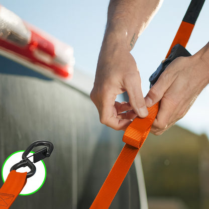 ערכת רצועות קשירה מתכווננות עם וו כבד לעיגון מטען