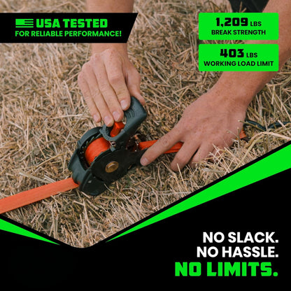 ערכת רצועות קשירה מתכווננות עם וו כבד לעיגון מטען