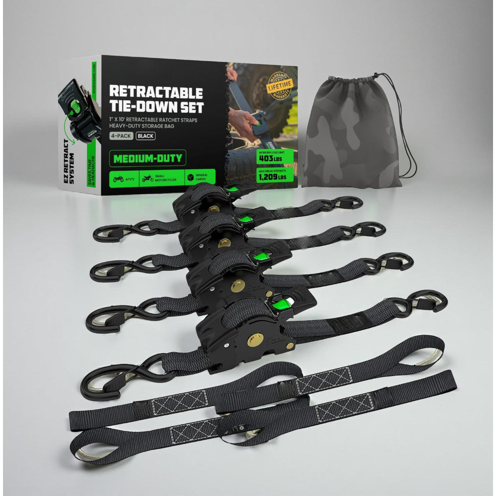 ערכת רצועות קשירה מתכווננות עם וו כבד לעיגון מטען