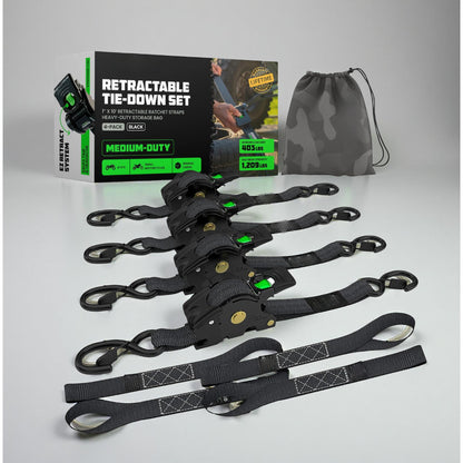 ערכת רצועות קשירה מתכווננות עם וו כבד לעיגון מטען