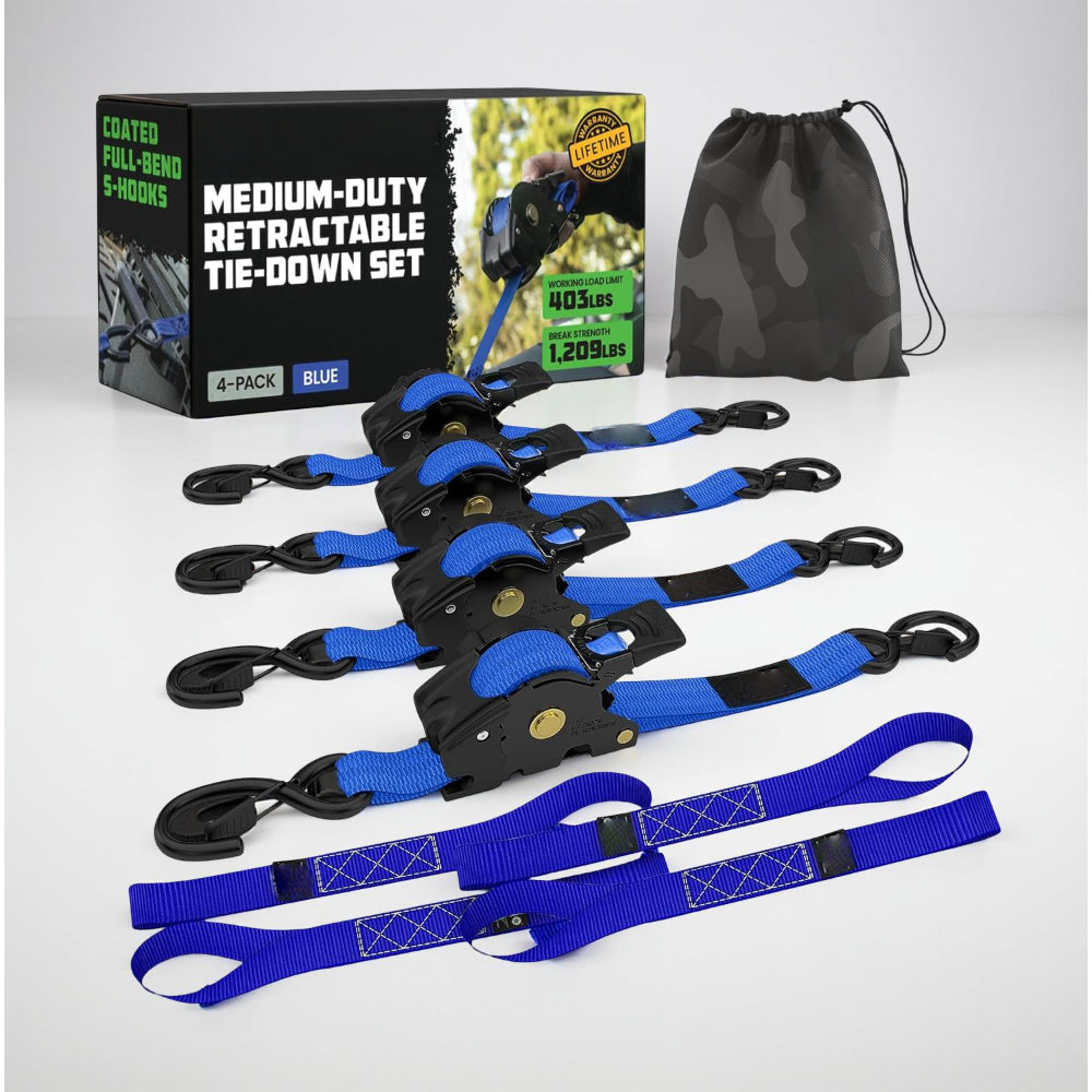 ערכת רצועות קשירה מתכווננות עם וו כבד לעיגון מטען