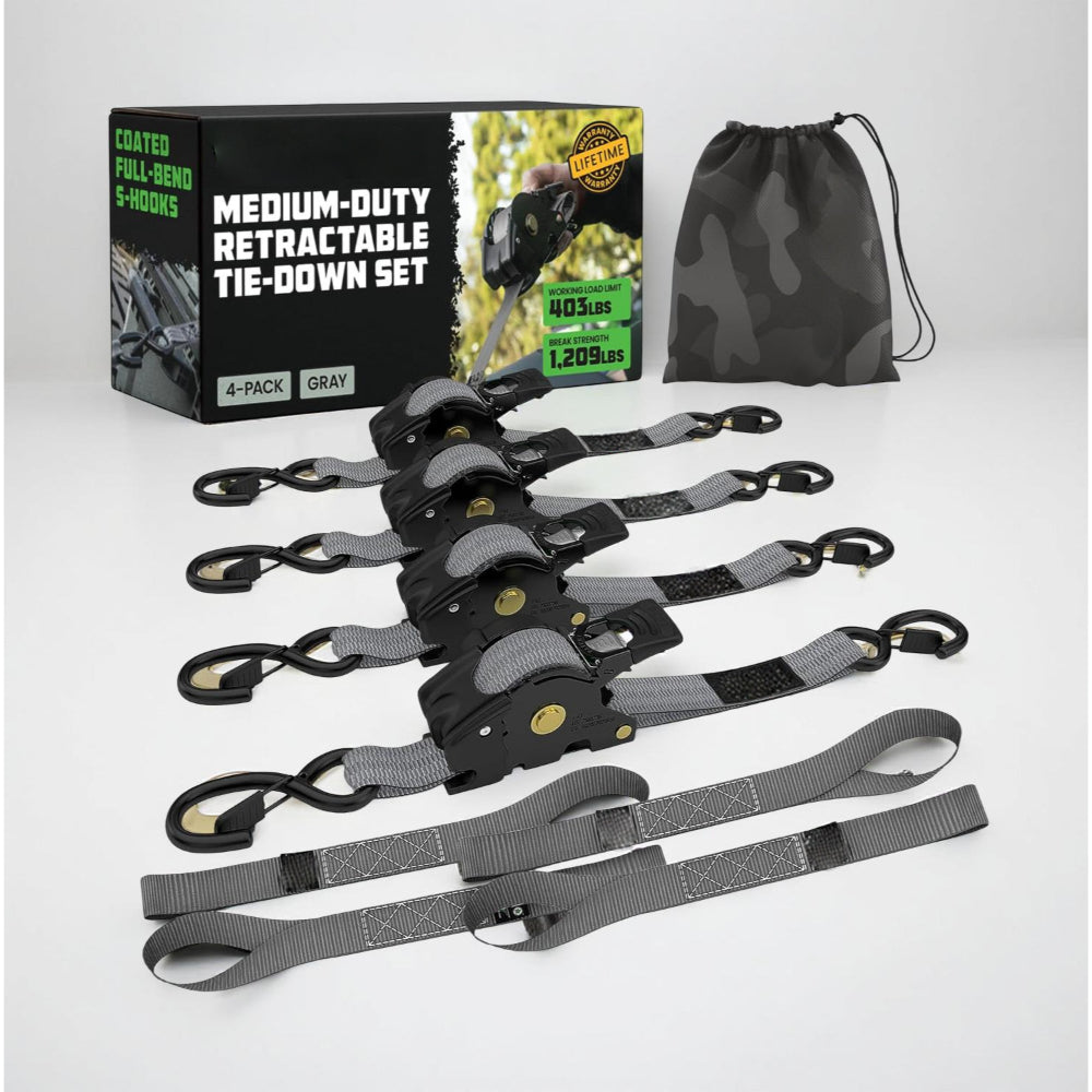 ערכת רצועות קשירה מתכווננות עם וו כבד לעיגון מטען